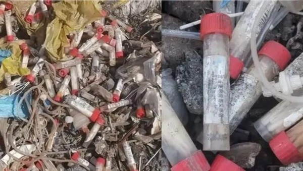 太原一垃圾场现采集过的核酸试管，2名涉事工人被行政拘留